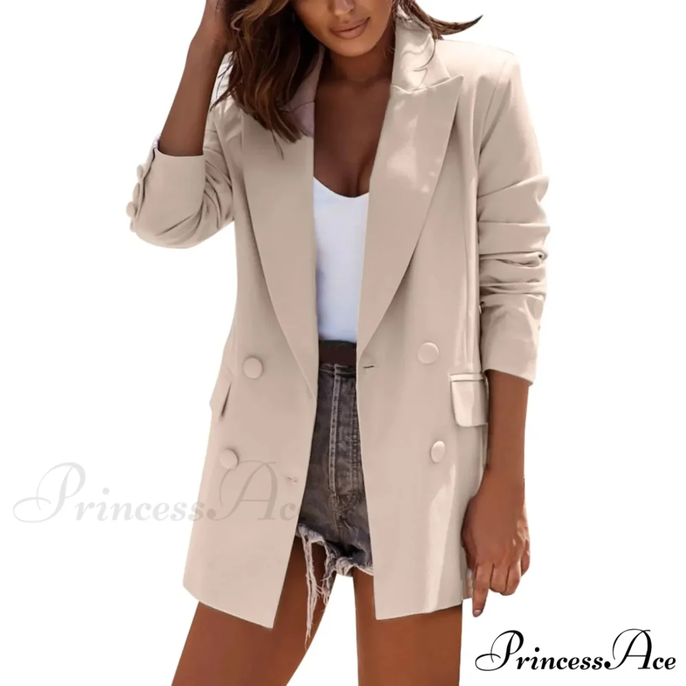 Newest Plus Size Long Sleeve Double Breasted Warm Stylish Elegant Fashionable Versatile Jacket - Image 2