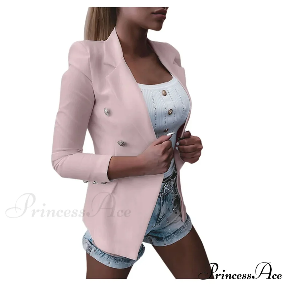 Casual Short Solid Button Plus Size Female Office Slim Blazer Autumn Winter Warm Chic Stylish Elegant Fashionable Versatile Jacket - Image 5