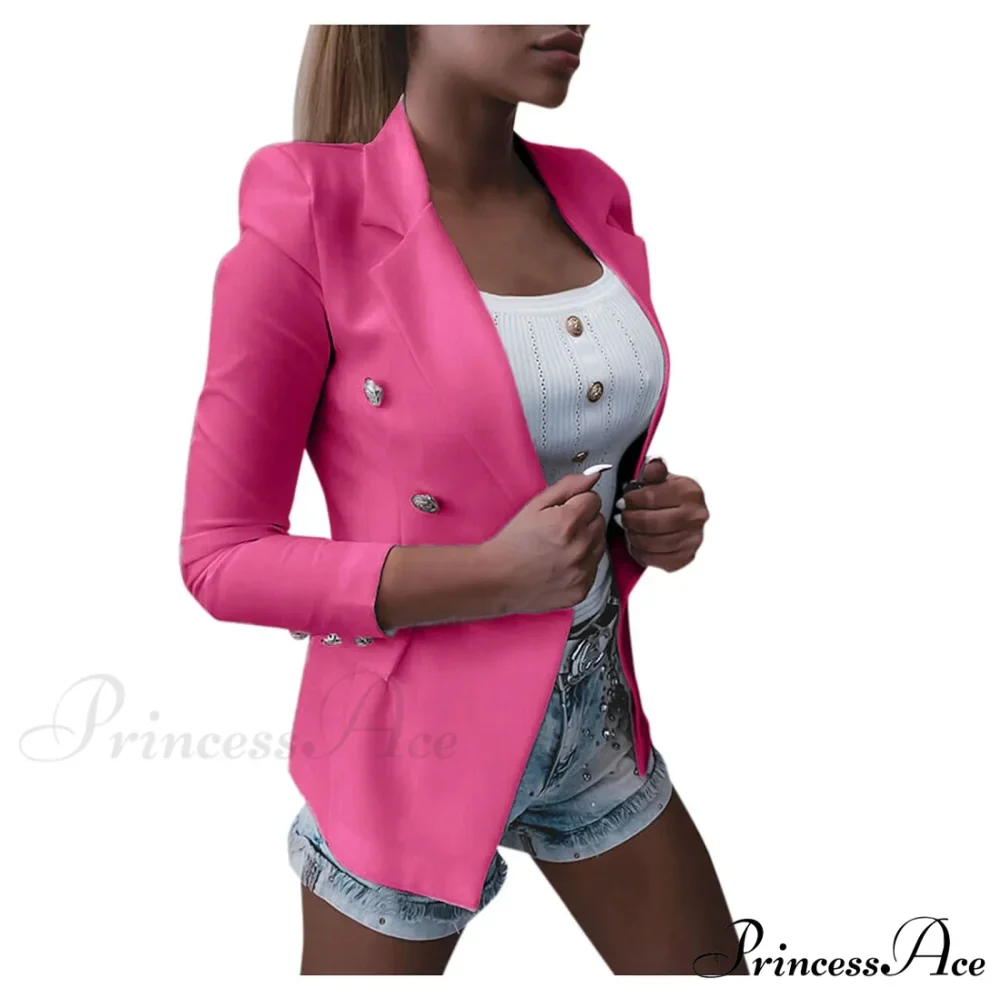 Casual Short Solid Button Plus Size Female Office Slim Blazer Autumn Winter Warm Chic Stylish Elegant Fashionable Versatile Jacket - Image 6