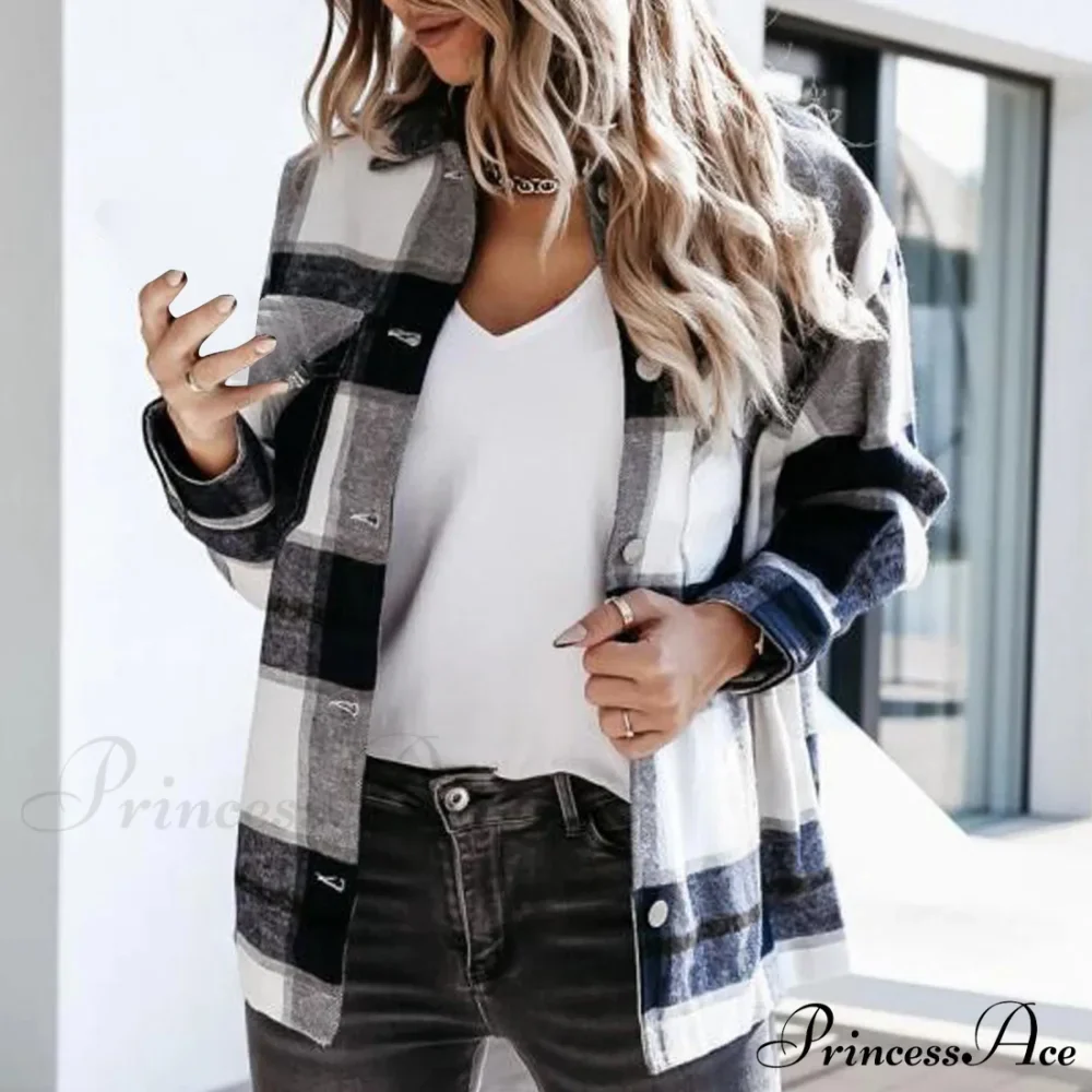 Plaid Printed Worsted Wool Turndown Collar Pocket Single Breasted Warm Chic Stylish Elegant Fashionable Versatile Jacket - Image 3