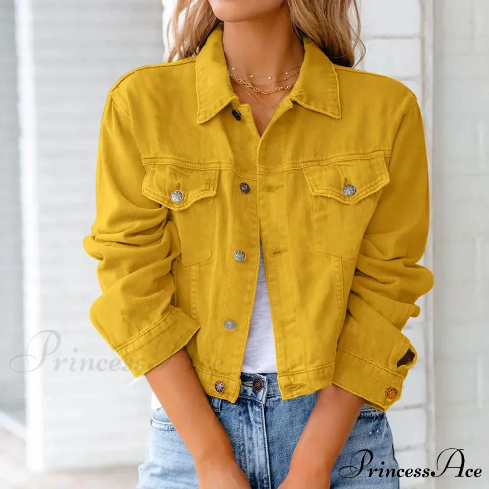 Autumn Short Slim Jeans Long Sleeve Lapel Pocket Chic Stylish Elegant Fashionable Denim Overcoat Winter Woman Jacket - Image 2