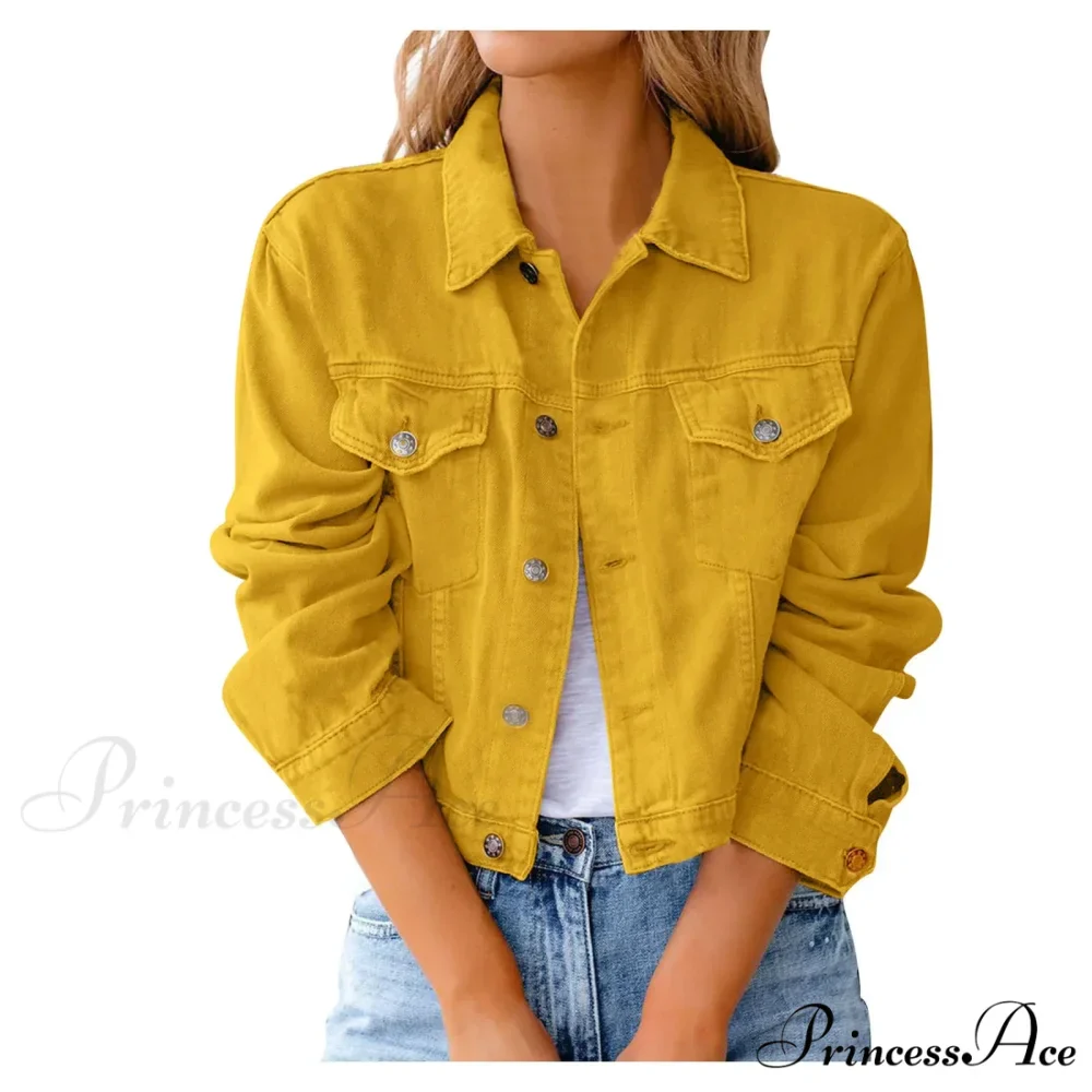 Autumn Short Slim Jeans Long Sleeve Lapel Pocket Chic Stylish Elegant Fashionable Denim Overcoat Winter Woman Jacket - Image 3