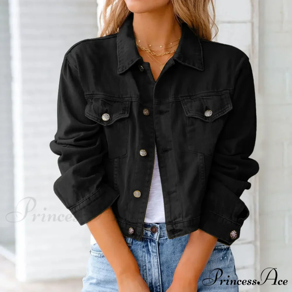 Autumn Short Slim Jeans Long Sleeve Lapel Pocket Chic Stylish Elegant Fashionable Denim Overcoat Winter Woman Jacket - Image 5