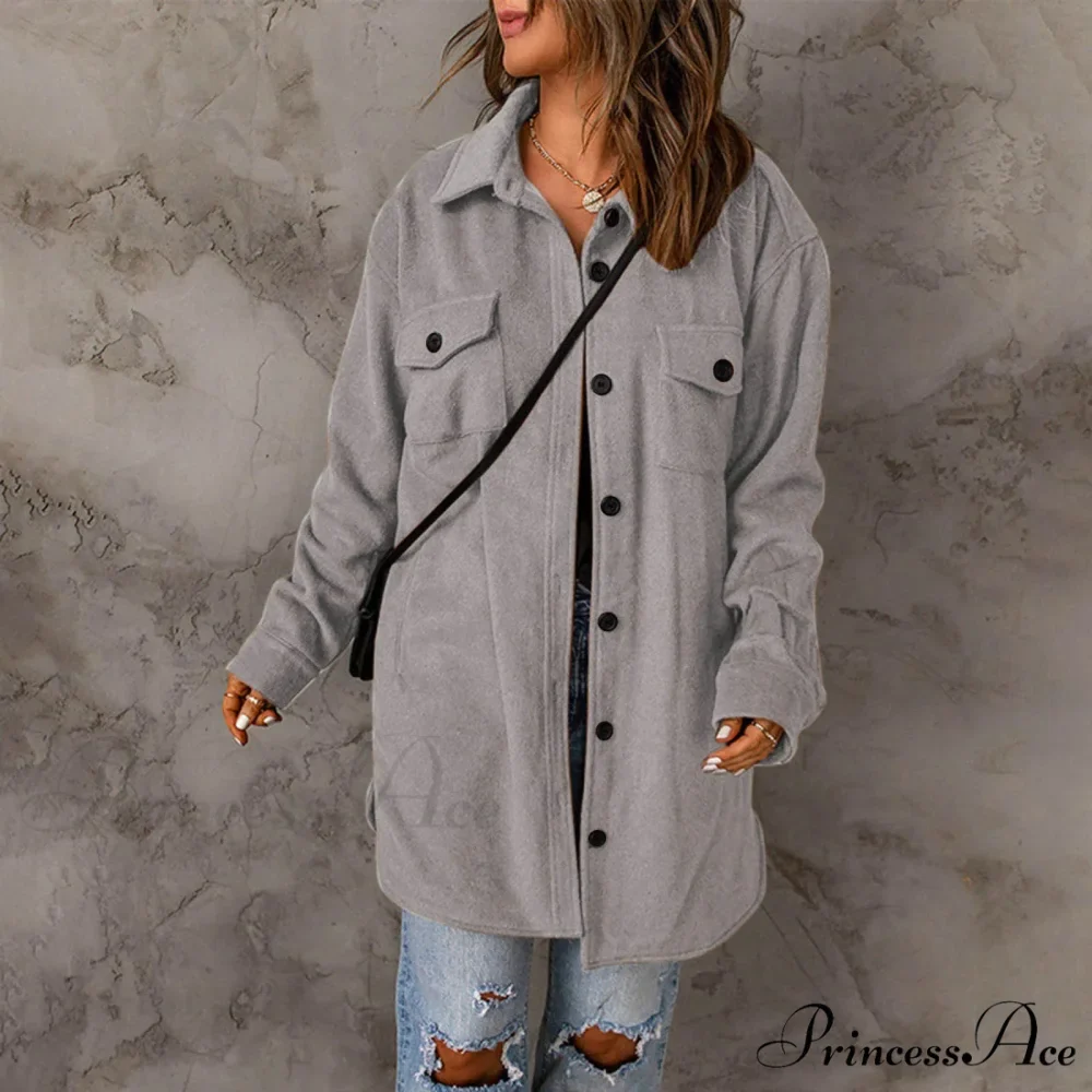 Lapel Long Sleeve Single Breasted Button Solid Color Temperament Chic Stylish Fashionable Versatile Winter Outer Jacket - Image 10