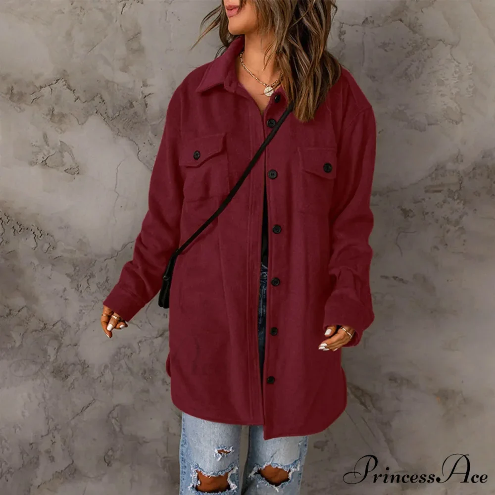 Lapel Long Sleeve Single Breasted Button Solid Color Temperament Chic Stylish Fashionable Versatile Winter Outer Jacket - Image 6