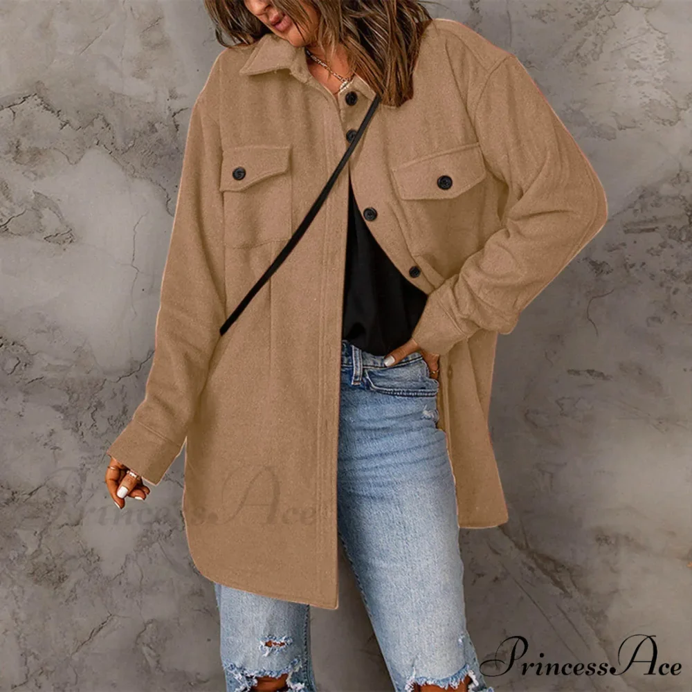 Lapel Long Sleeve Single Breasted Button Solid Color Temperament Chic Stylish Fashionable Versatile Winter Outer Jacket - Image 8