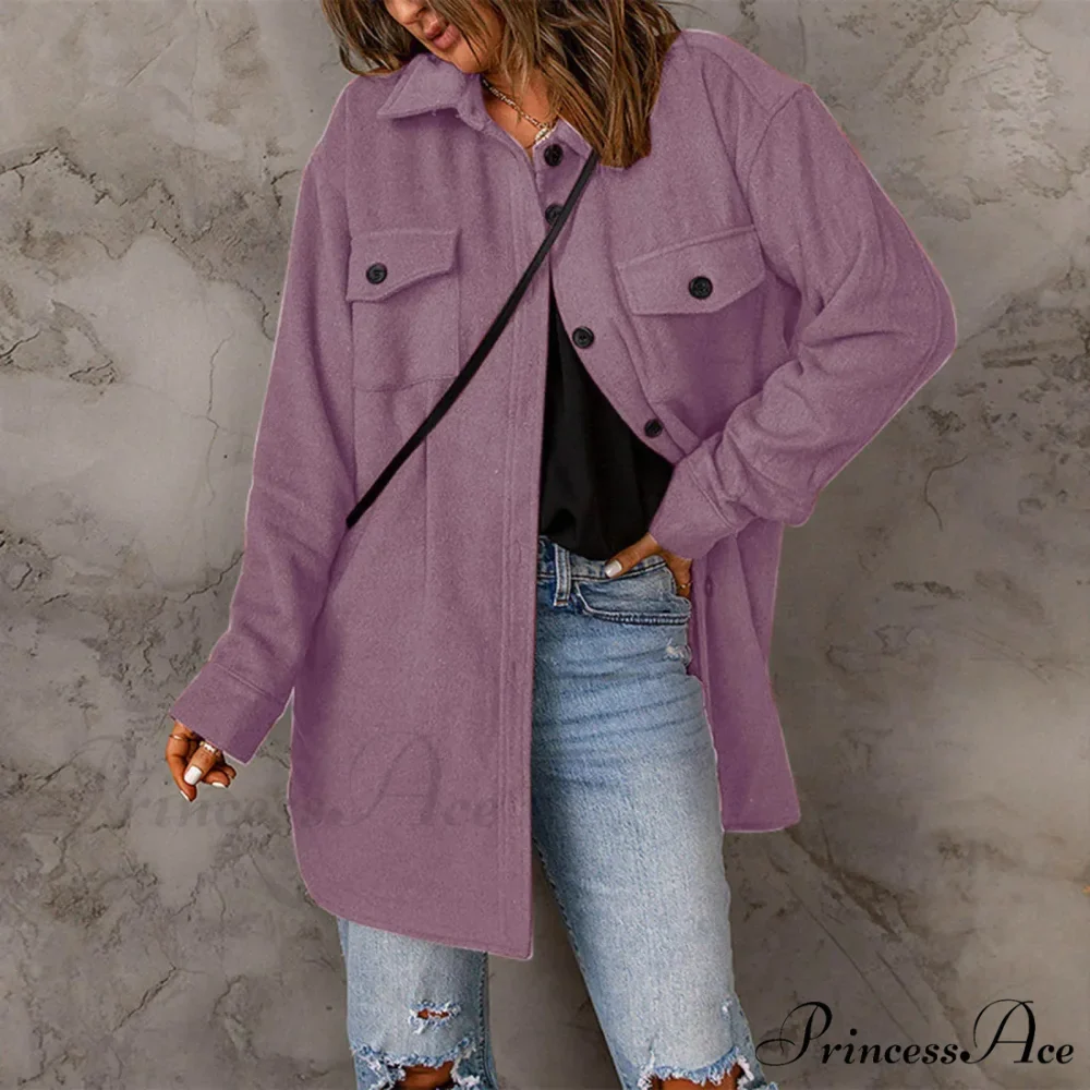 Lapel Long Sleeve Single Breasted Button Solid Color Temperament Chic Stylish Fashionable Versatile Winter Outer Jacket - Image 9