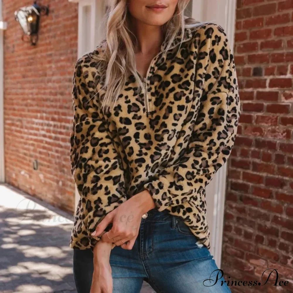 Leopard Print Overcoat Long-Sleeved Chic Trendy Elegant Fashionable Warm Plus Size Jacket - Image 2