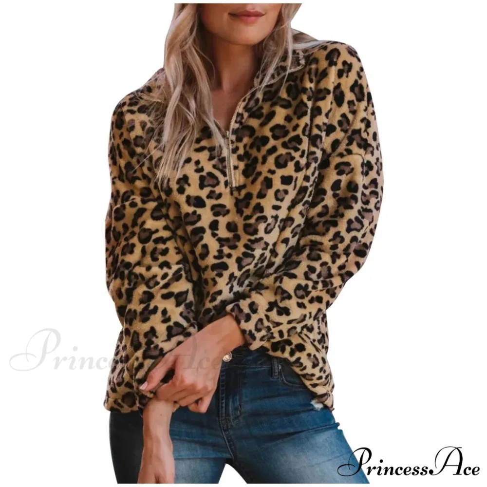 Leopard Print Overcoat Long-Sleeved Chic Trendy Elegant Fashionable Warm Plus Size Jacket - Image 4