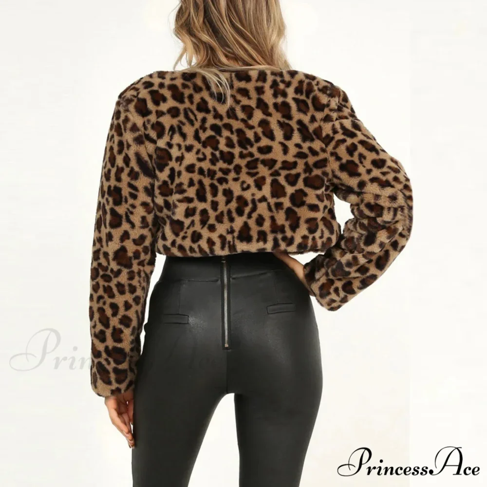 Warm Leopard Fleece Stylish Chic Trendy Elegant Fashionable Wild Jacket - Image 3