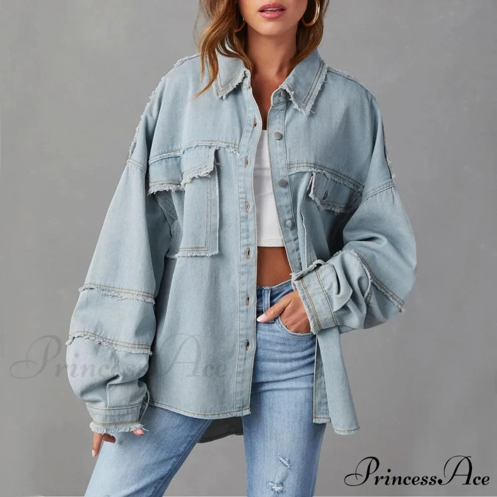 New Oversized Stylish Trendy Elegant Fashionable Versatile Classic Denim Jacket - Image 3