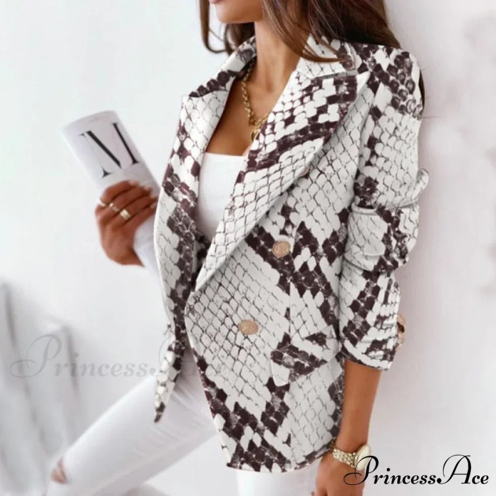 Turn-Down Collar Casual Simple Long Sleeve Blazer - Image 3