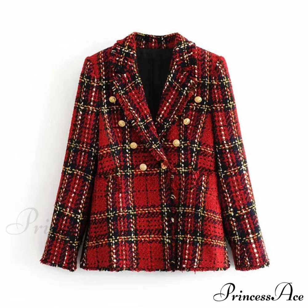 Vintage Tweed Office Ladies Chic Slim Blazers - Image 2