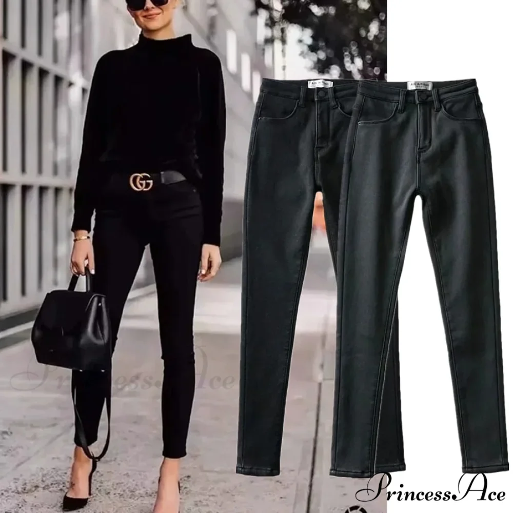 England Style Vintage High Waist Skinny Jeans - Image 2