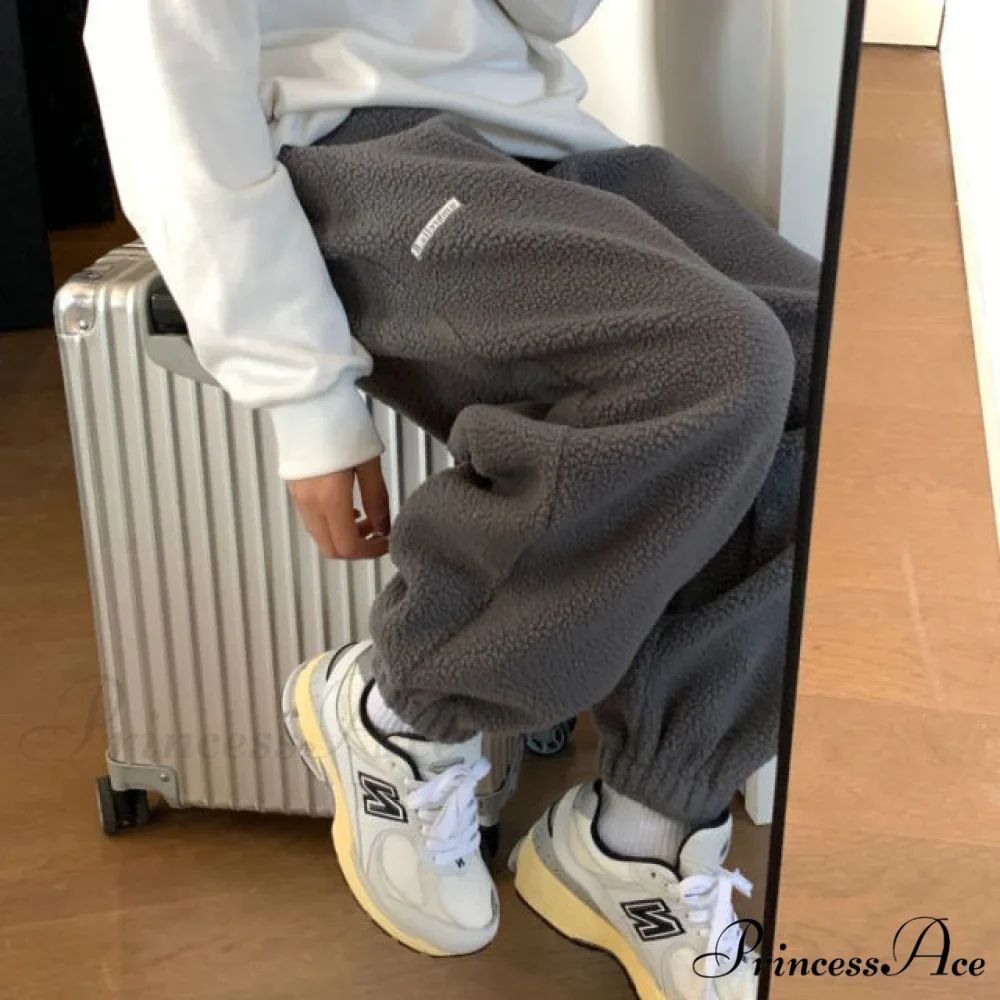 Hip Hop Gray Fleece Harem Pants - Image 2