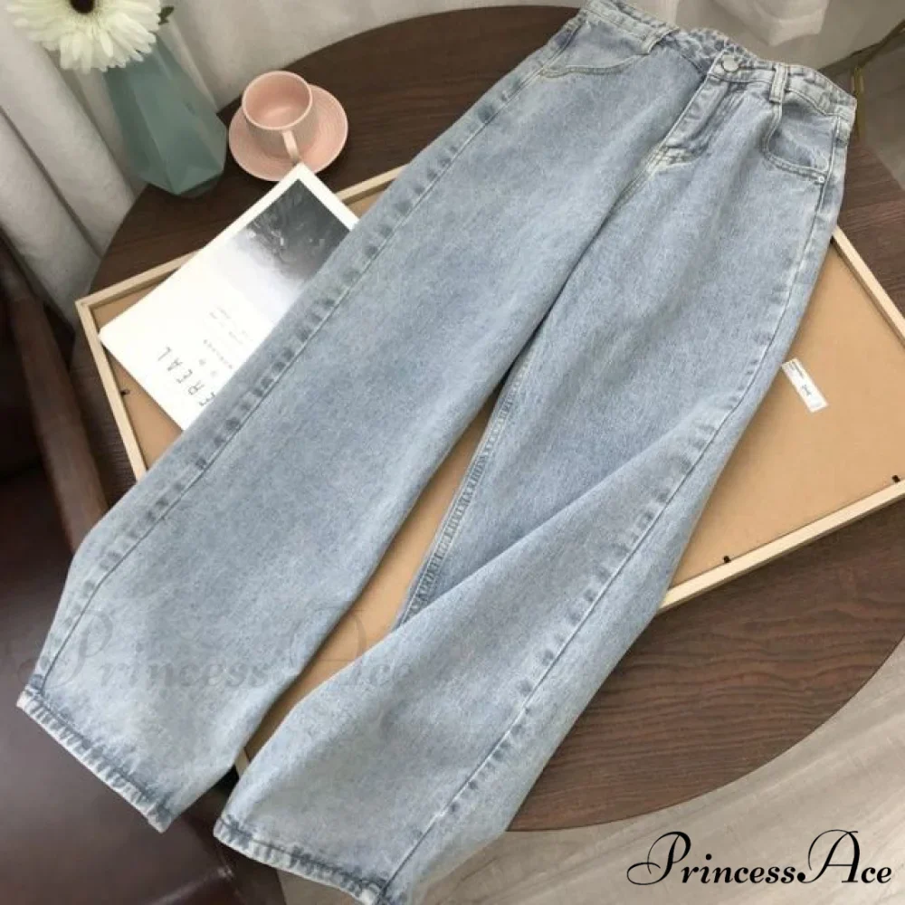 Light Blue Denim Vintage Wide Leg Pants - Image 3