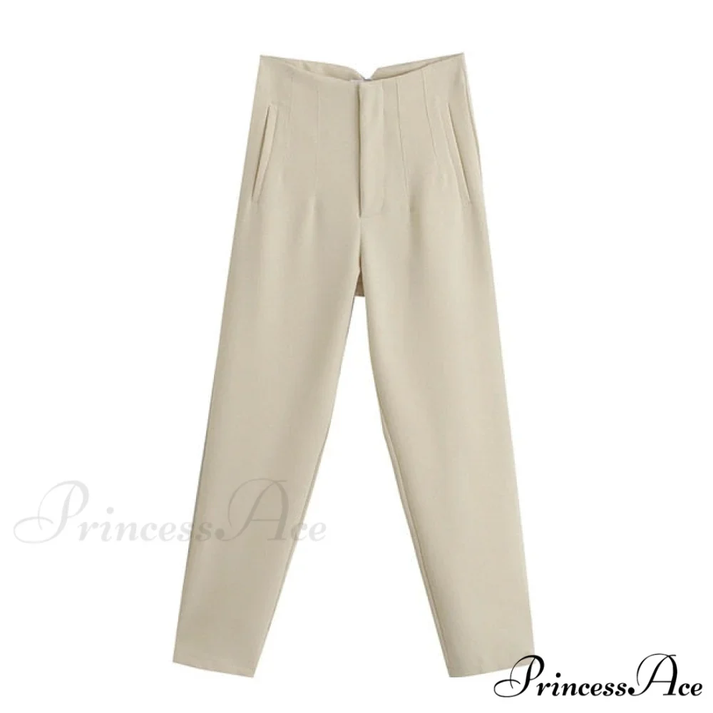 Chic Button Zip Elegant Pink Casual Pants - Image 10