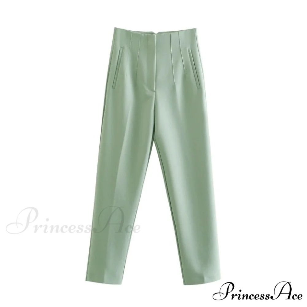 Chic Button Zip Elegant Pink Casual Pants - Image 12