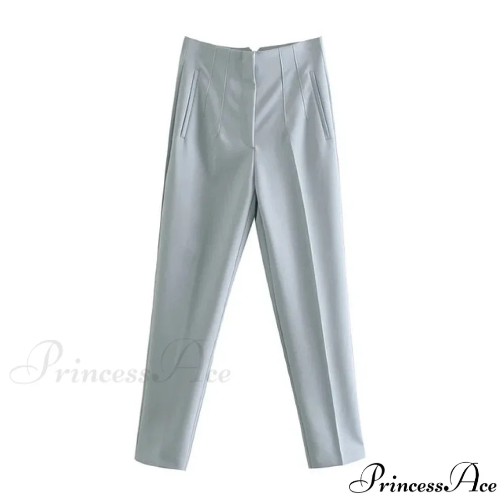 Chic Button Zip Elegant Pink Casual Pants - Image 13