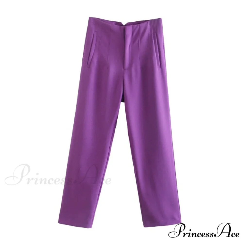 Chic Button Zip Elegant Pink Casual Pants - Image 18