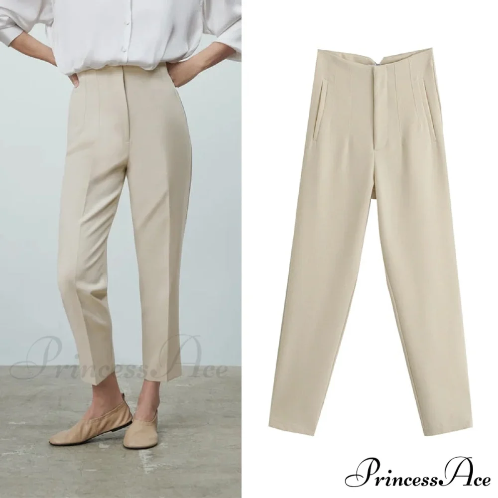 Chic Button Zip Elegant Pink Casual Pants - Image 2