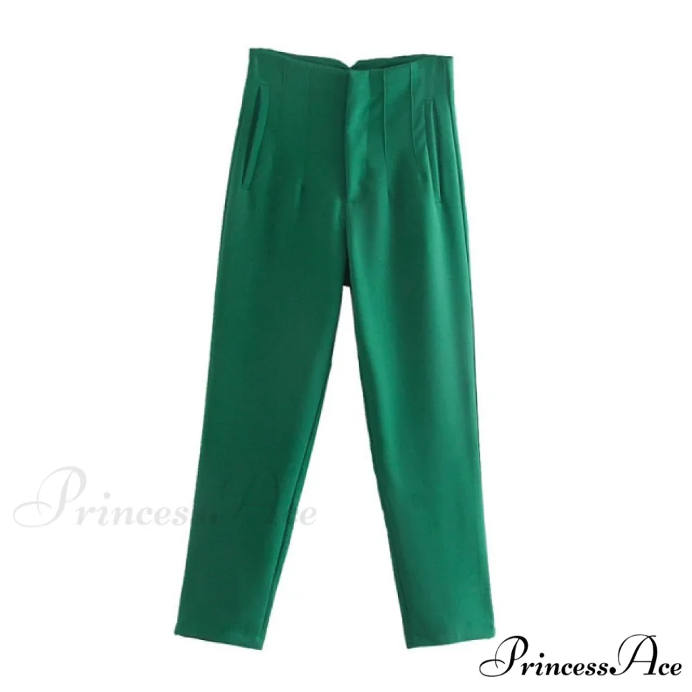 Chic Button Zip Elegant Pink Casual Pants - Image 3