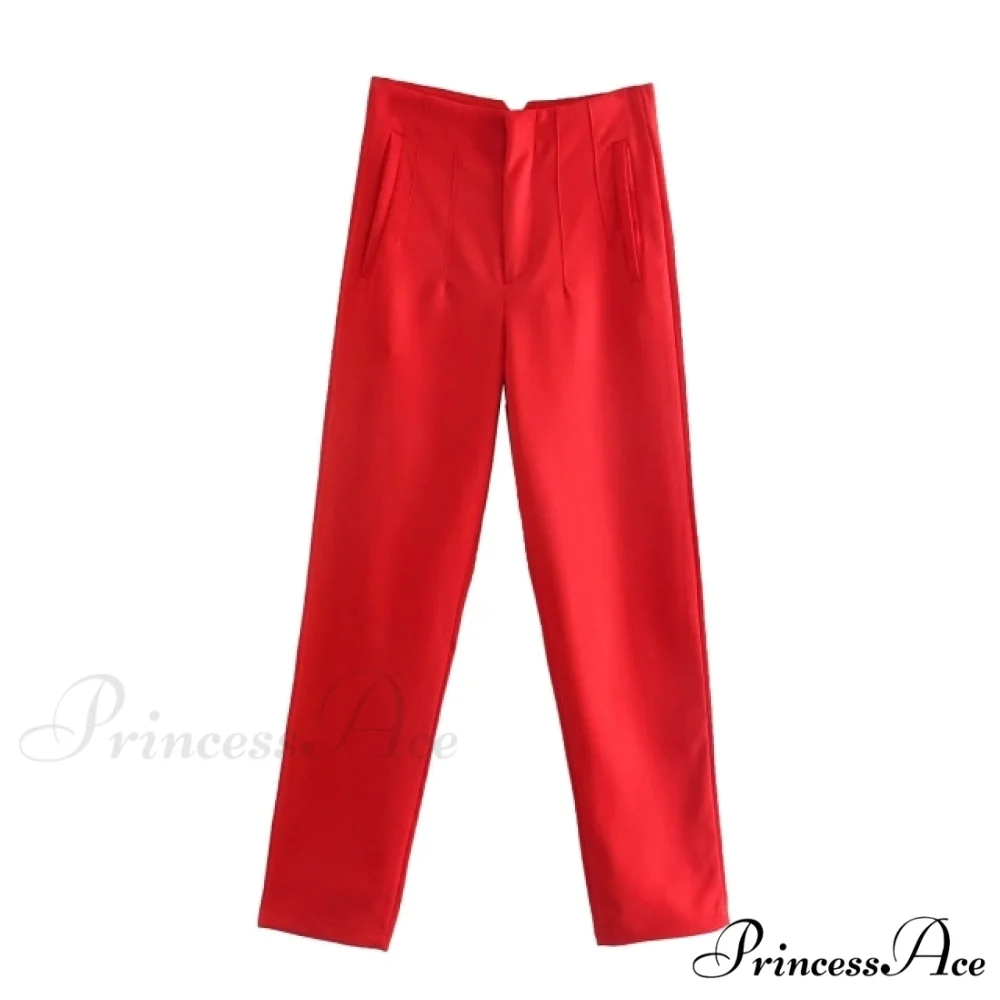 Chic Button Zip Elegant Pink Casual Pants - Image 4