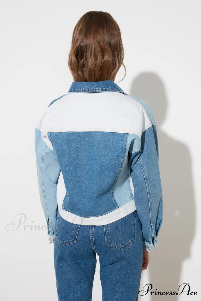 Block Denim Winter Warm Coat - Image 3