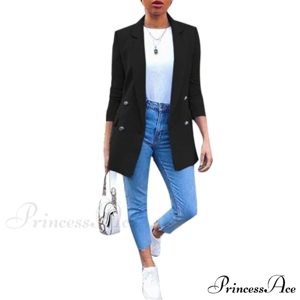 Ladies Solid Turn Collar Blazer - Image 6