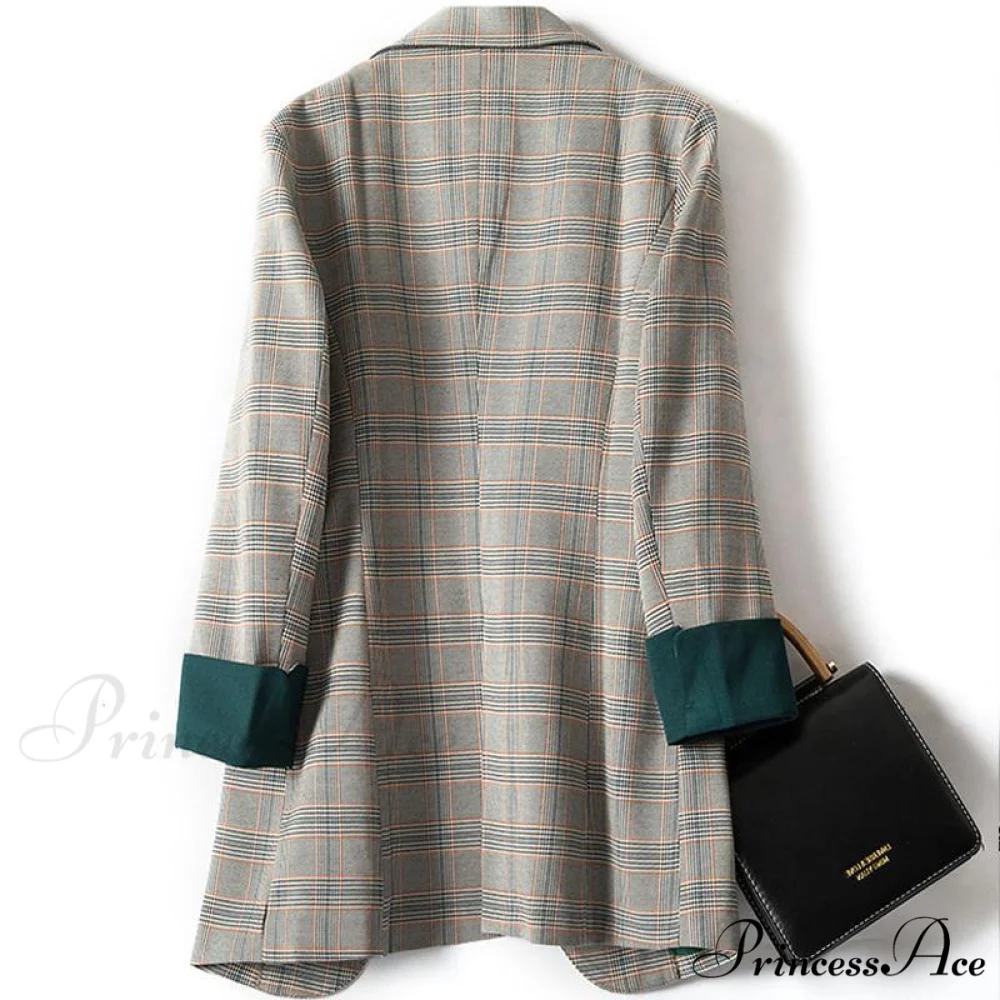 Oversized Female Retro Checkered Blazer - Image 2