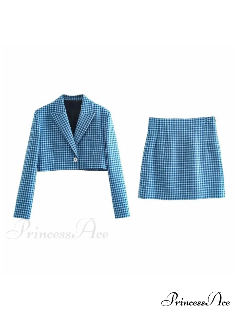 Blue Plaid Vintage Two-piece Set - Image 4