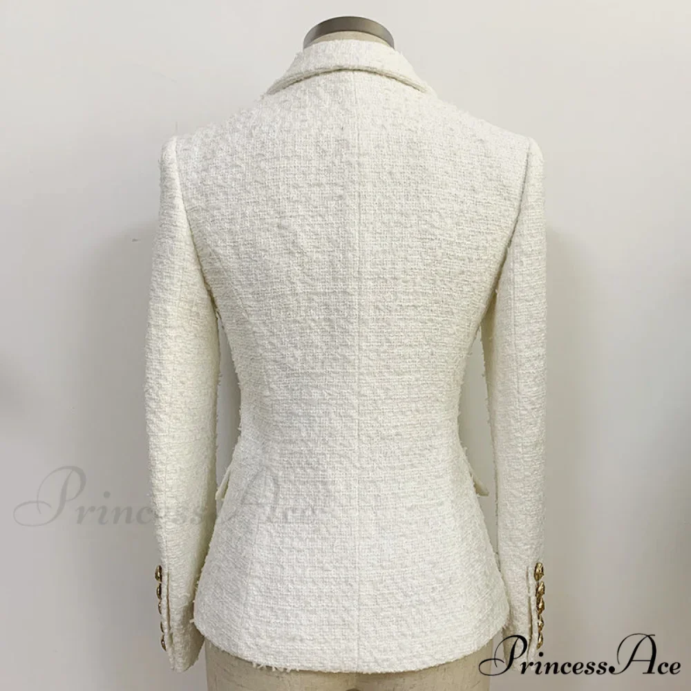 Double Breasted Lion Buttons Slim Blazer - Image 3