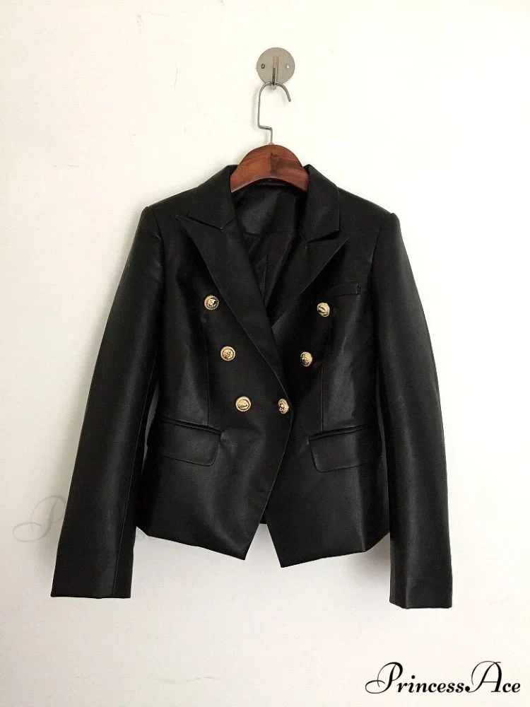 Newest Designer Synthetic Leather Blazer - Image 2