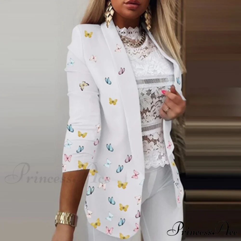 Fashion Rainbow Printed Notched Blazers - Image 7