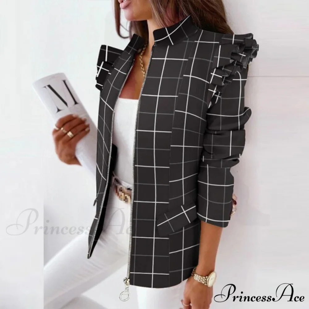 Stand Collar Office Lady Blazer - Image 3