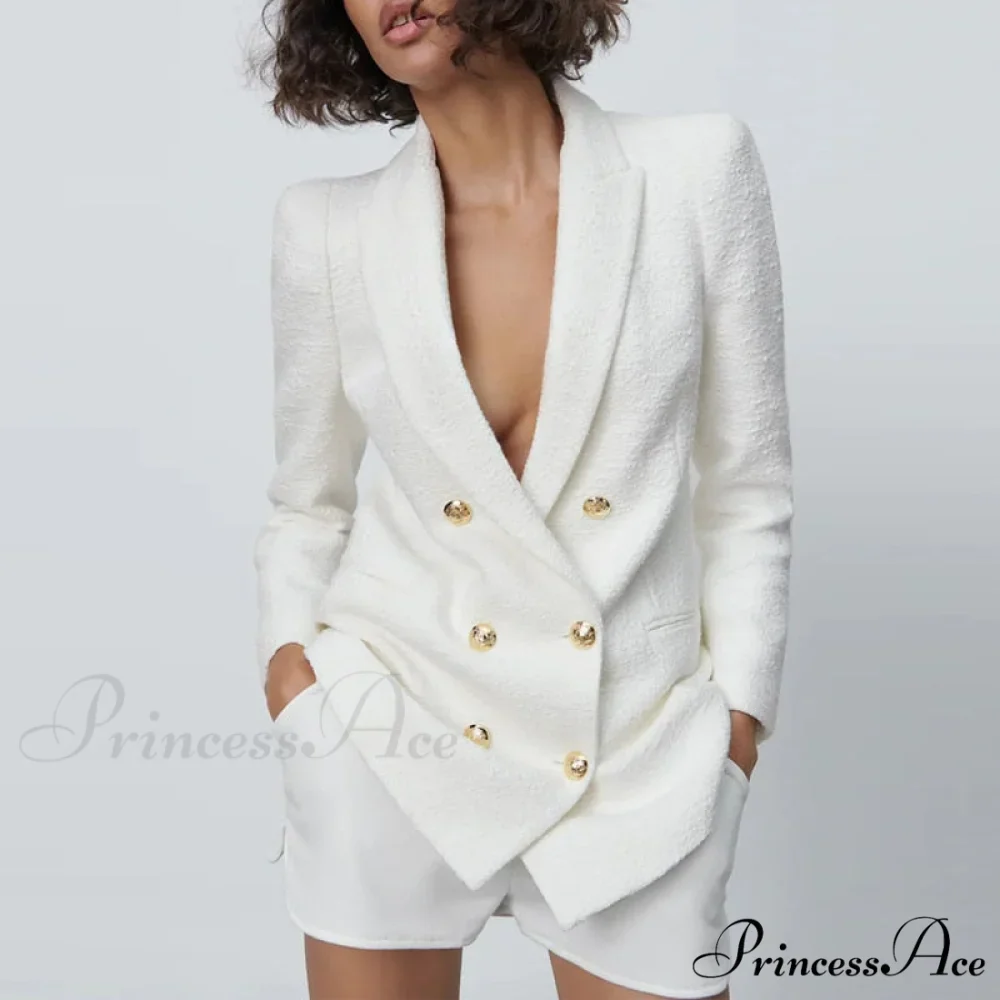 Vintage Tweed Chic Button Blazers - Image 3