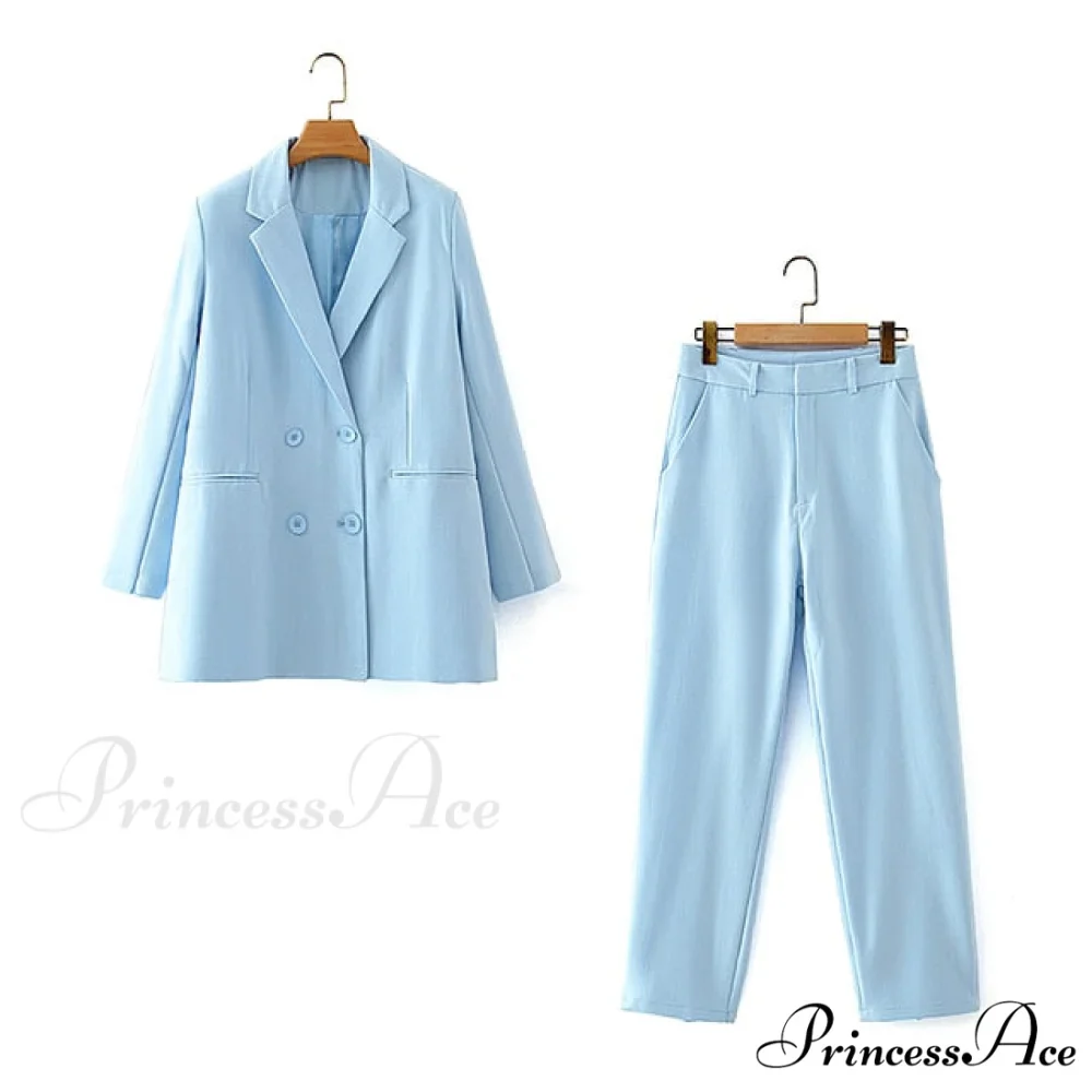 Double-breasted High Street Long Sleeve Blazer - Image 16