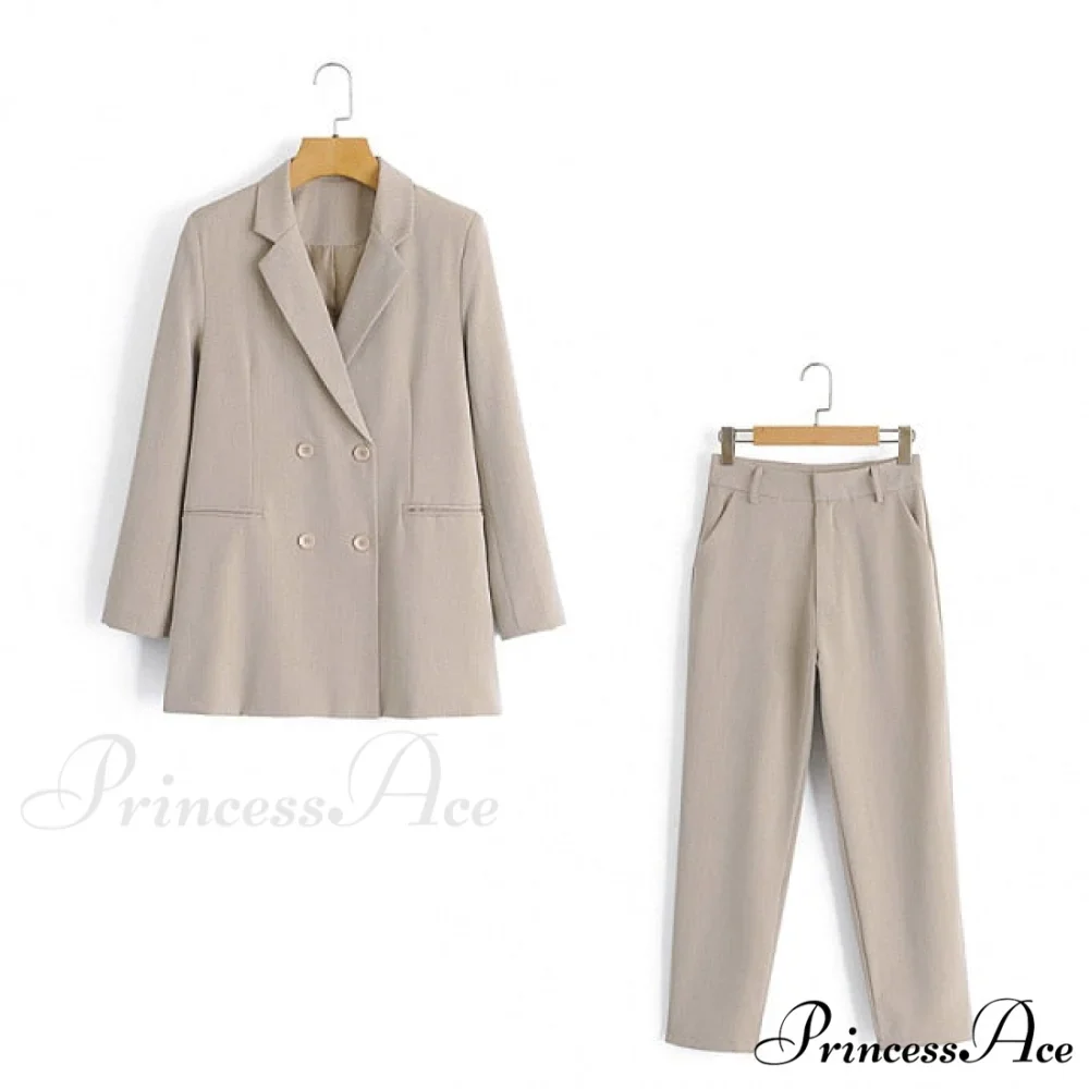 Double-breasted High Street Long Sleeve Blazer - Image 9