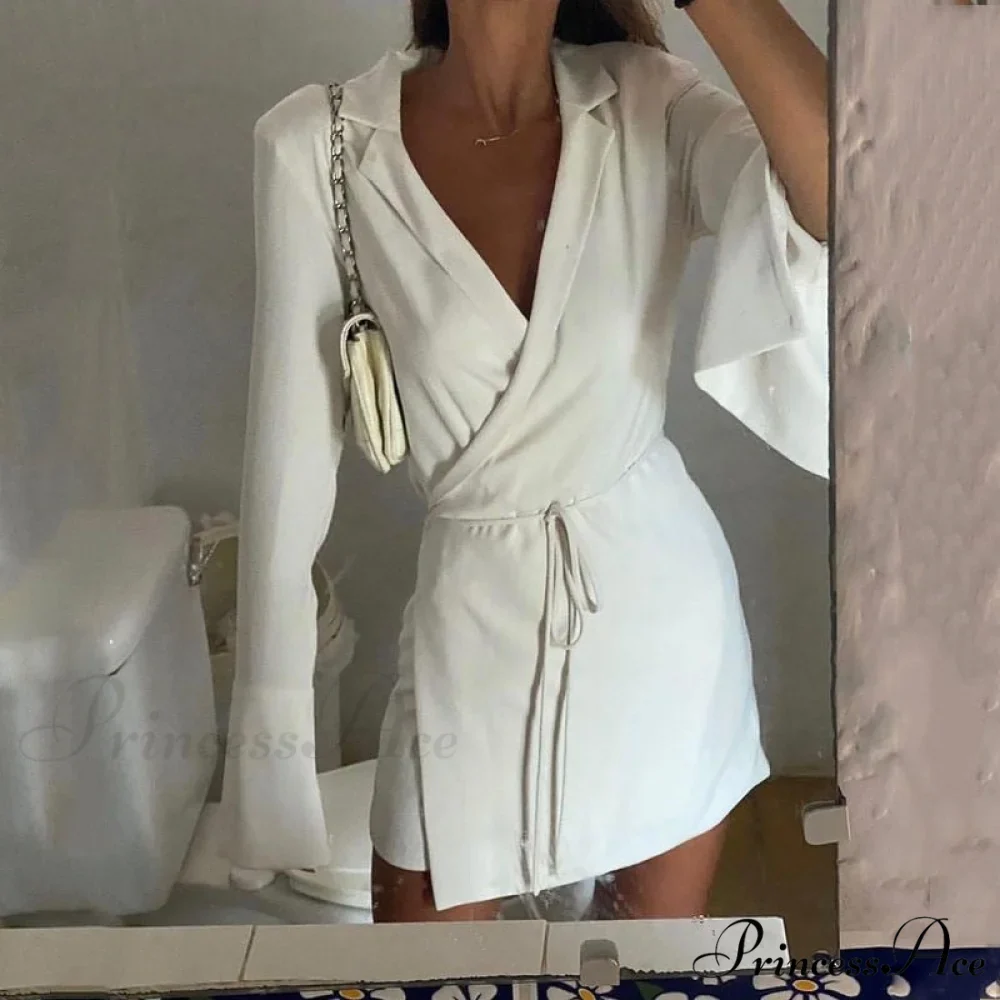 Lace up Wrapped Blazer Dress - Image 2