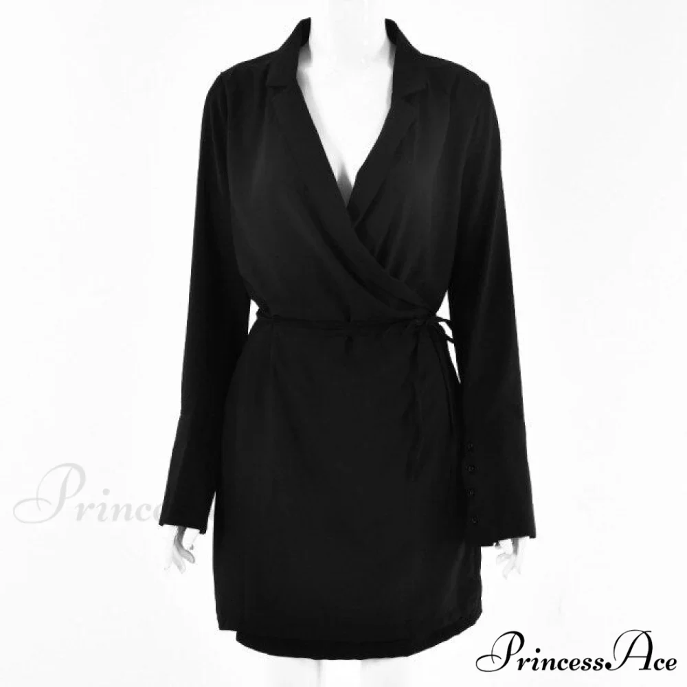 Lace up Wrapped Blazer Dress - Image 3