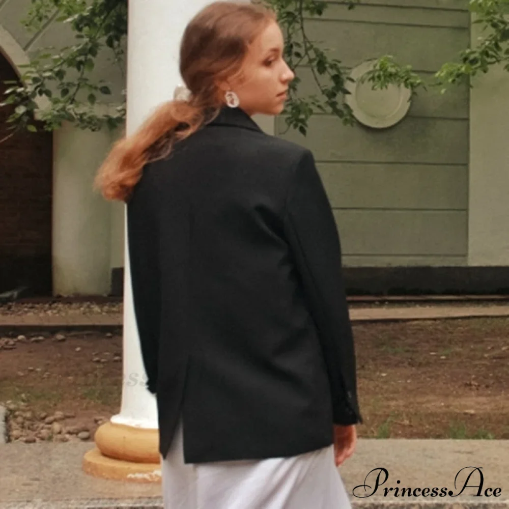 Elegant Black Single-breasted Women Blazer - Image 2