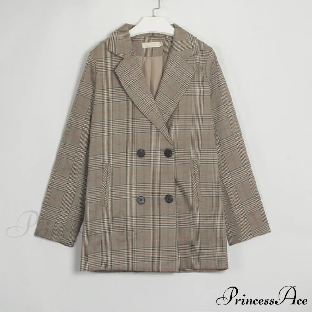 Women Plaid Casual Blazer - Image 3