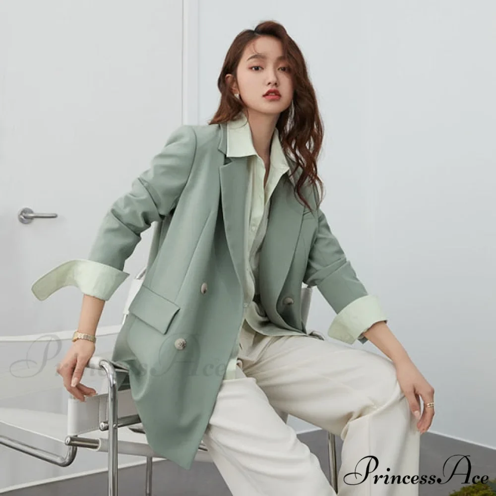 Office Ladies Casual White Blazer - Image 3