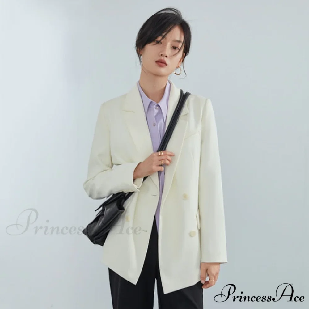 Office Ladies Casual White Blazer - Image 4
