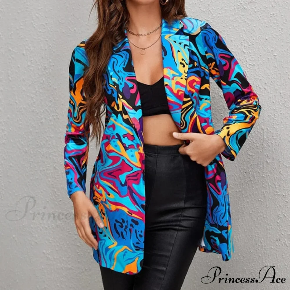 Irregular Printing Blazer - Image 10
