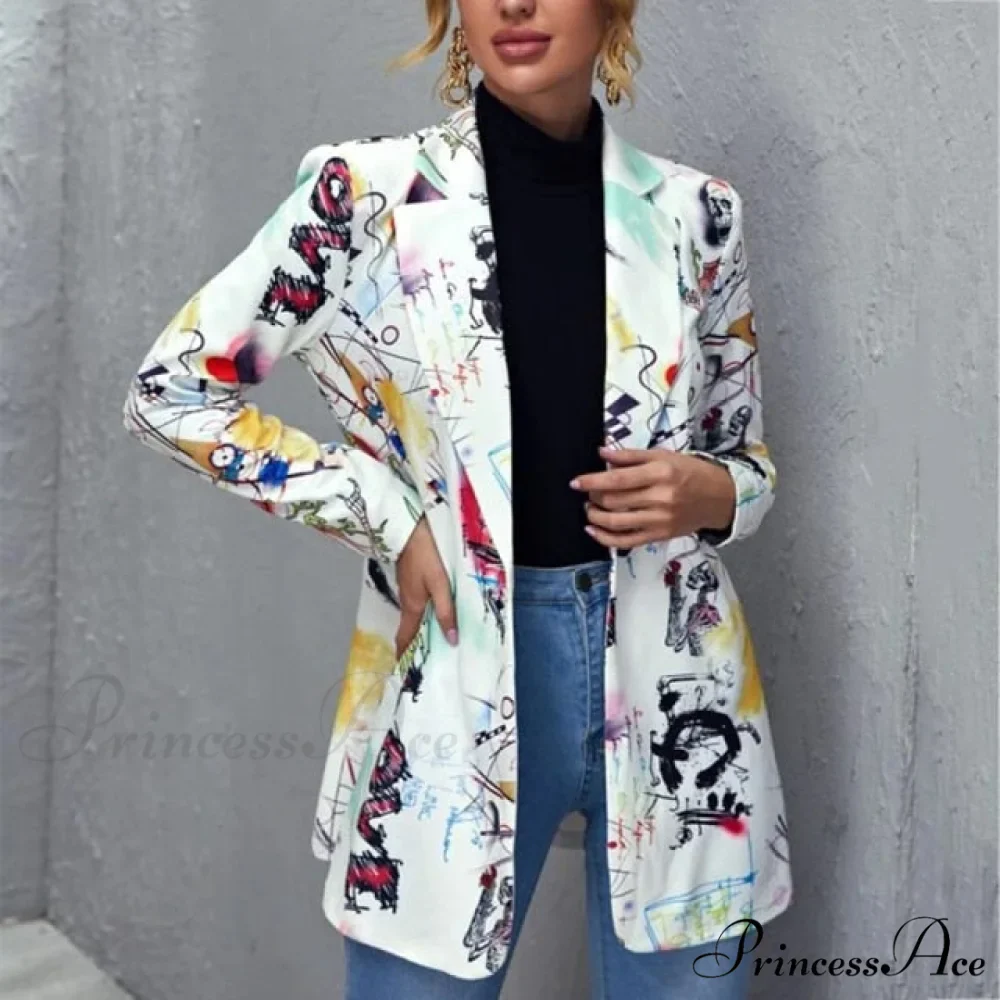 Irregular Printing Blazer - Image 15