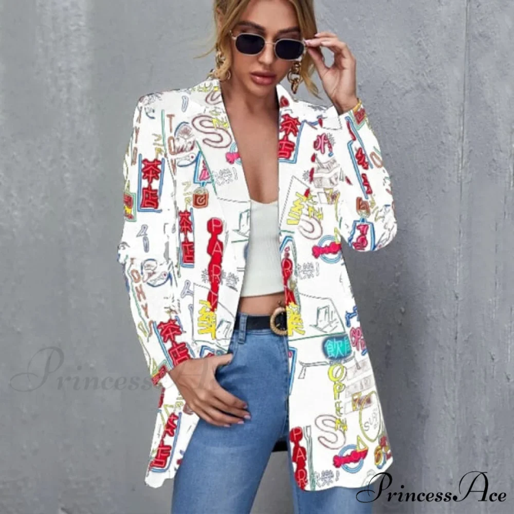 Irregular Printing Blazer - Image 16
