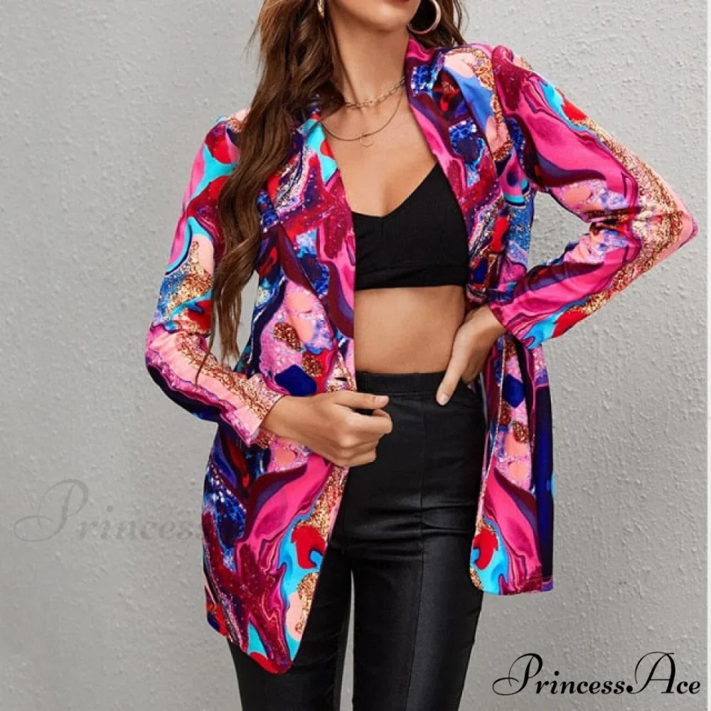 Irregular Printing Blazer - Image 19