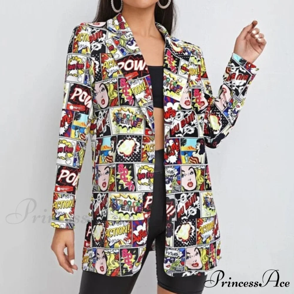 Irregular Printing Blazer - Image 3