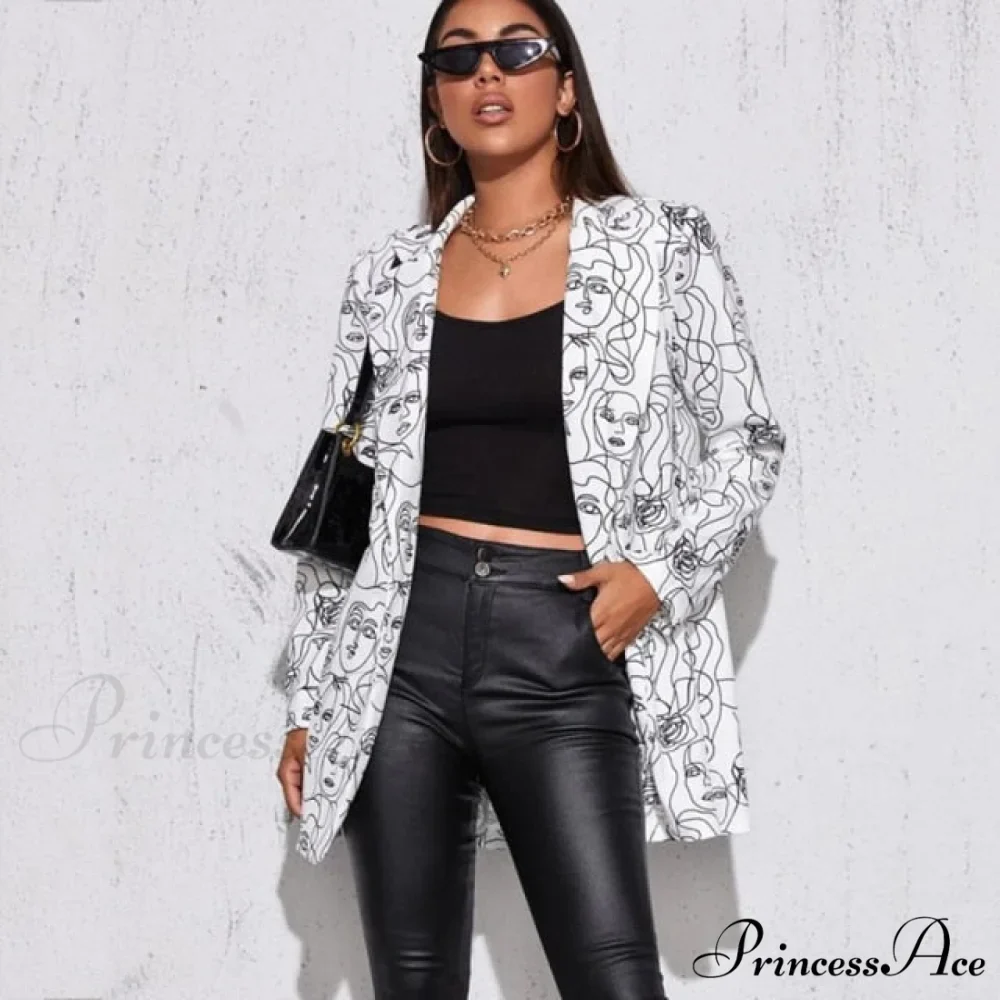 Irregular Printing Blazer - Image 6
